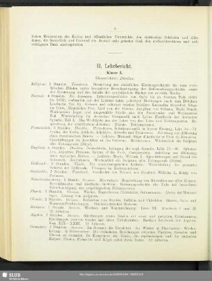 II. Lehrbericht