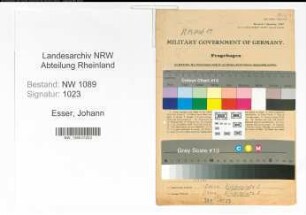 Entnazifizierung Johann Esser , geb. 16.04.1894 ()