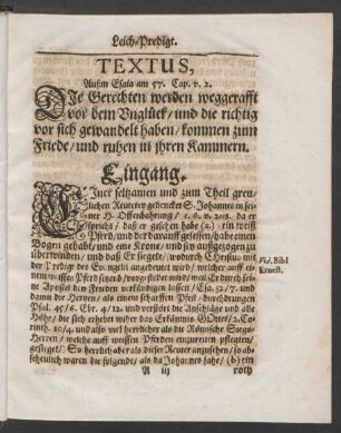 Textus, Außm Esaia am 57. Cap. v. 2.