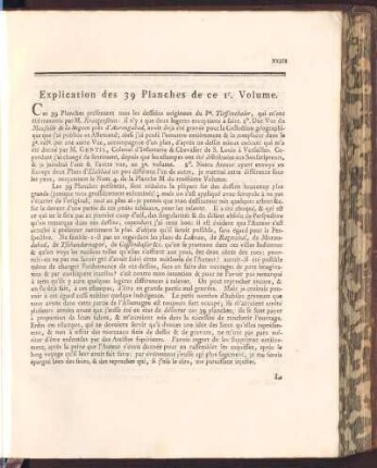 Explication des 39 Planches de ce 1e. Volume