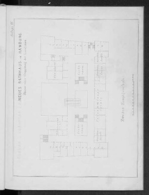 Neues Rathhaus in Hamburg - Skizze einer Gruppierung der Localitäten. Zweites Hauptgeschoss.