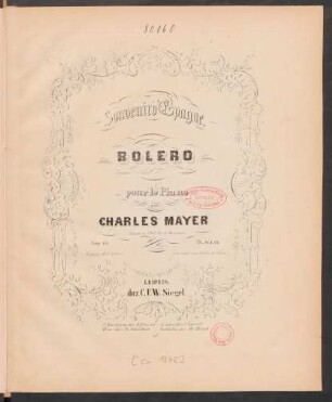 Souvenir d'Espagne. : bolero pour le piano ; Oeuv. 118.
