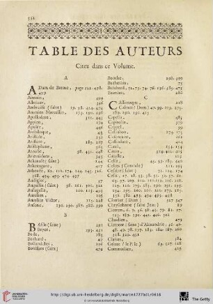 Table des auteurs