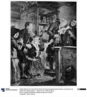 Der Gerichtsrat mit den für Ruprecht gefälschten Papieren, zu Heinrich von Kleist "Der Zerbrochene Krug"