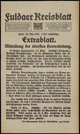 Ausgabe vom Mittwoch, den 24. März 1915.