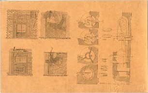 Voit, August von; Gewächshaus - Heizöfen (Grundrisse, Ansichten, Längsschnitt, Details)