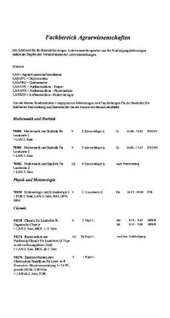 Fachbereich Agrarwissenschaften