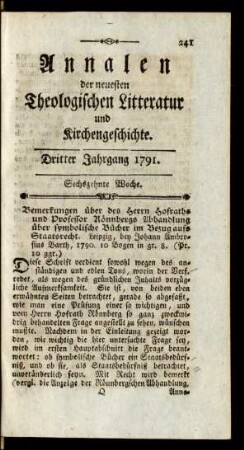 Sechszehnte Woche