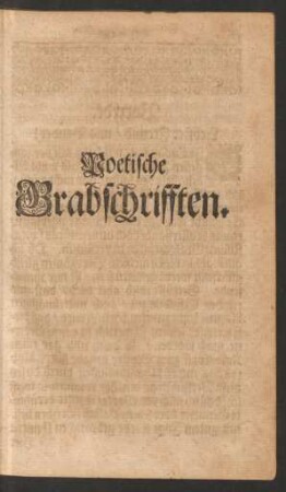 Poetische Grabschrifften.