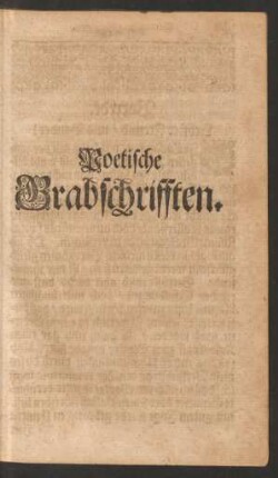 Poetische Grabschrifften.