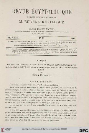 7: Notice des papyrus démotiques archai͏̈ques et autres textes juridiques ou historiques à partir du règne de Bocchoris jusqu'au règne de Ptolémée Soter