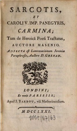 Sarcotis et Caroli V Imper. Panegyris Carmina
