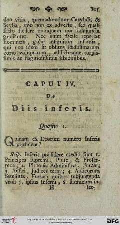 Caput IV: De diis inferis