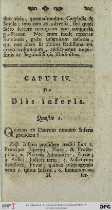 Caput IV: De diis inferis