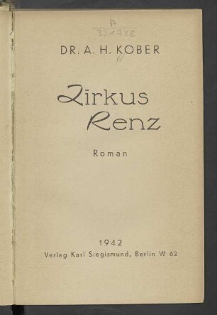 Zirkus Renz : Roman