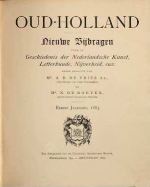 Oud-Holland : tijdschrift voor Nederlandse kunstgeschiedenis. 1. 1883