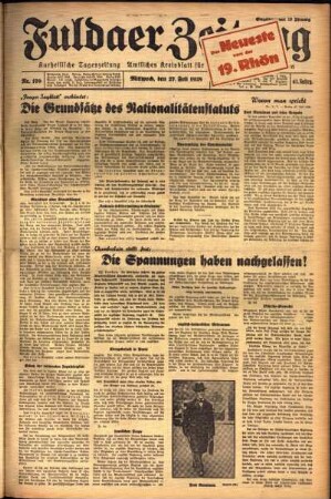 Ausgabe vom Mittwoch, den 27. Juli 1938.