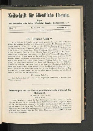 Heft IV. 28 Februar 1915.