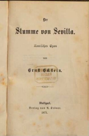 Der Stumme von Sevilla : komisches Epos