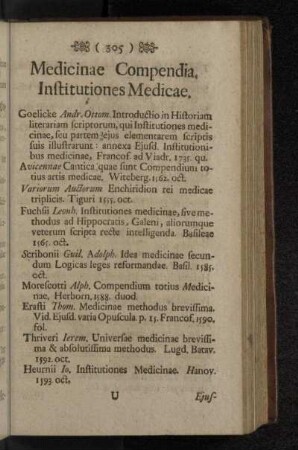 Medicinae Compendia. Institutiones Medicae.