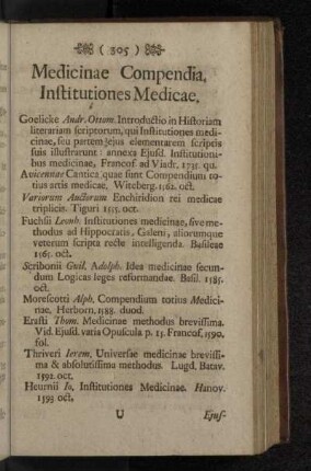 Medicinae Compendia. Institutiones Medicae.