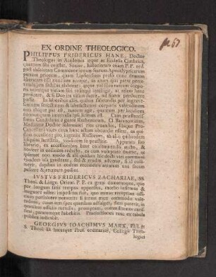 Ex Ordine Theologico.