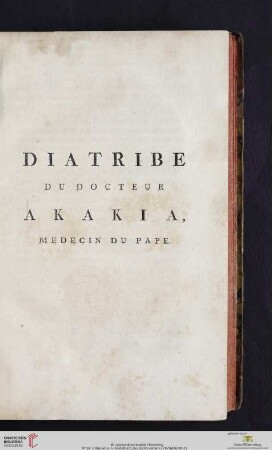 Diatribe du docteur Akakia, medecin du Pape