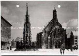Nürnberg, Schöner Brunnen und Stadtpfarrkirche "Unserer lieben Frau"