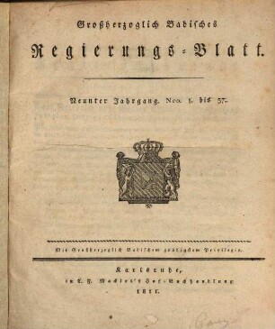 Großherzoglich Badisches Regierungsblatt. 1811