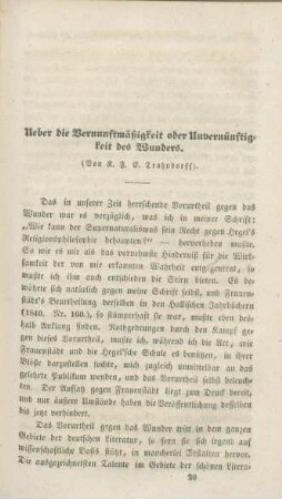 277-296 Ueber die Vernunftmäßigkeit oder Unvernünftigkeit des Wunders