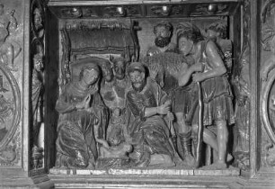 Hochaltar, Sockelgeschoss, Detail: Anbetung der Hirten