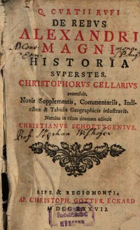 Q. Cvrtii Rvfi De Rebvs Alexandri Magni Historia Svperstes