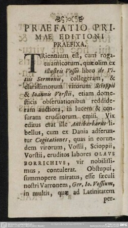 Praefatio Primae Editioni Praefixa