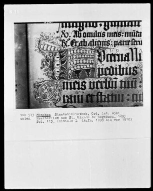 Psalterium aus Sankt Ulrich in Augsburg — Initiale L, Folio 113 recto