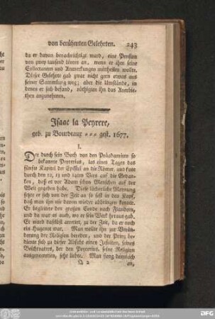 Isaac la Peyrere, geb. zu Bourdeaux --- gest. 1677.