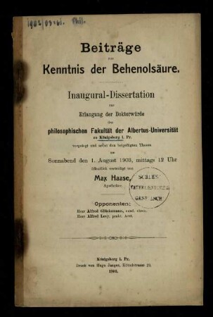 Beiträge zur Kenntnis der Behenolsäure