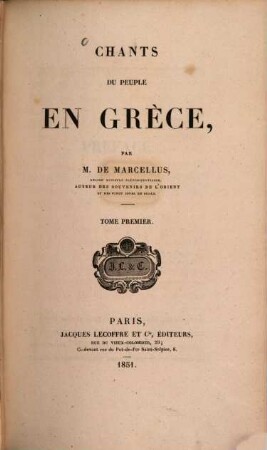 Chants du peuple en Grèce, 1