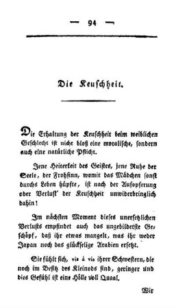 Die Keuschheit.