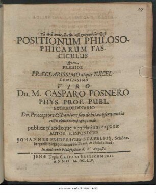 Positionum Philosophicarum Fasciculus