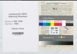 Entnazifizierung Hans Henrix, geb. 16.08.1907 (Vers.Angest.)