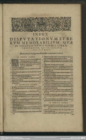 Index Disputationum Et Rerum Memorabilium, In Singulis Huius Operis Libris Tractantur, Qui Et Capitum Fere Esse Potest.