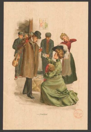 - ¡Perdón! - [Ilustración para el anuncio de la publicación de "Los enemigos del pueblo, ó, Los amores de una obrera"]