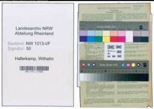 Entnazifizierung Wilhelm Haferkamp , geb. 07.04.1886 (Generalagent)