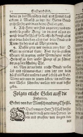 Folgen etliche Gebet auff die Festzeiten.