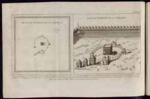 Plan du Temple de la Mecque. - Vue de Temple de la Mecque.