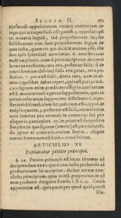 Articulus XI. Explanatur petitio principii.