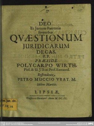 Quaestionum juridicarum decas