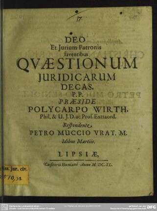 Quaestionum juridicarum decas