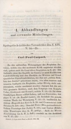 1-37 Apologetisch-kritischer Versuch über Jes. XIX, 16-25