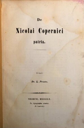 De Nicolai Copernici patria
